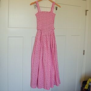 Pink Smocked Sundress with Floral Print